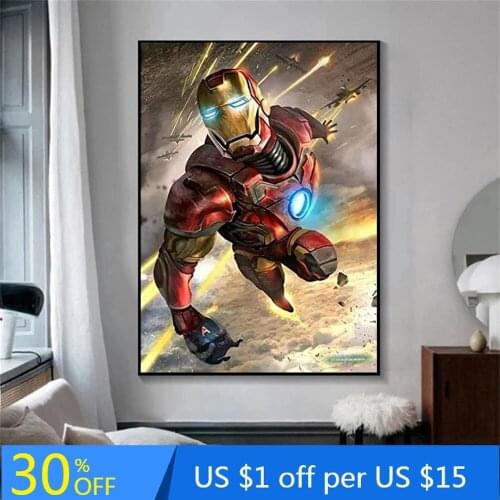 Classical Iron Man in the Sky Canvas Paintings Marvel Superheroes Modern Wall Art Posters Pictures Bedroom Home Cuadros Decor