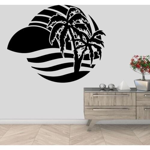 Sun Silhouette Summer Island Wall Sticker Decal Nature Trees Home Bedroom Decoration Removable A001916