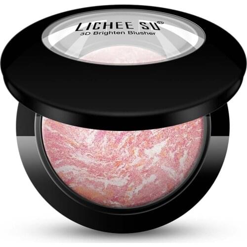 LICHEE SU 3D Brighten Baked Blush,Face Contour For Shimmery or Matte Finish,Long-Wear Blusher,Face Powder Blush Makeup Palette