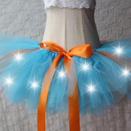 Handmade Mini Dress LED Birthday Party Masquerade Gift Show Bright Elastic Band Tulle Ballet Performance Clothes
