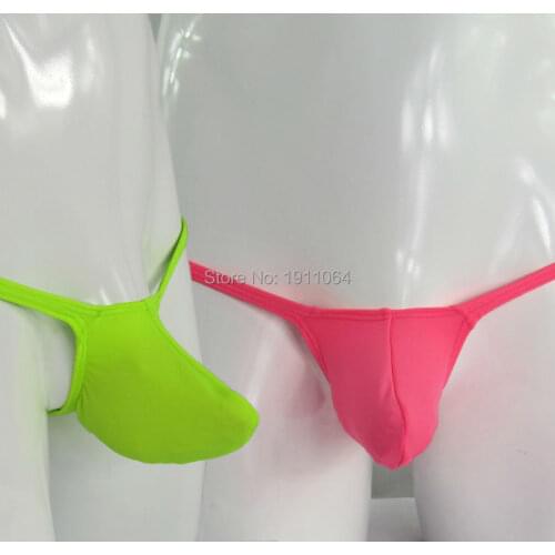 Mens bulge pouch Thong Low Rise string polyester jersey g403b soft smooth