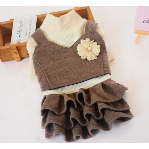 Dog Clothes New Spring and Autumn Pet Skirt Korean Woolen Dog Princess Dress Teddy Bichon Autumn Strap Dress