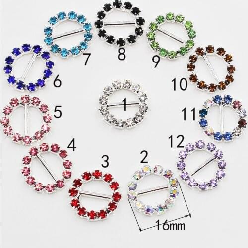 Wholesale 15mm (Inner 10mm) 100Pcs/Lot Round Crystal Rhinestone Buckle Invitation Ribbon Slider For Wedding Silver Accessories