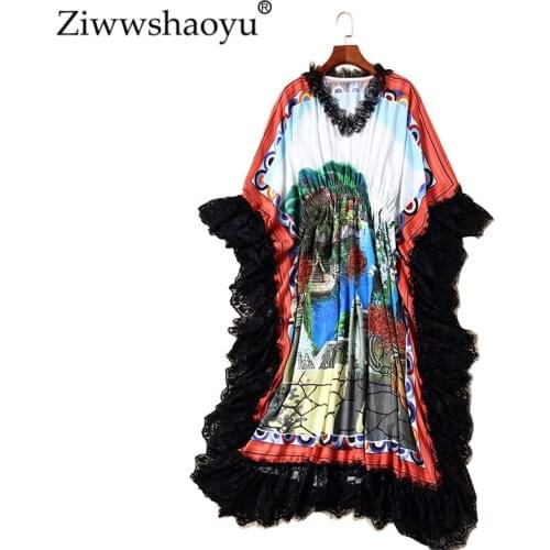 Seaside Vacation dress Bohemian dress Print Patchwork V-Neck dress 2019 spring and summer new women