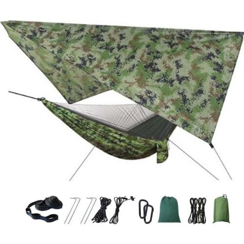 Portable Hammock Double Person Nylon Camping Hammock Survival Garden Hanging Sleeping Chair Travel Hammocks With Shade Sail