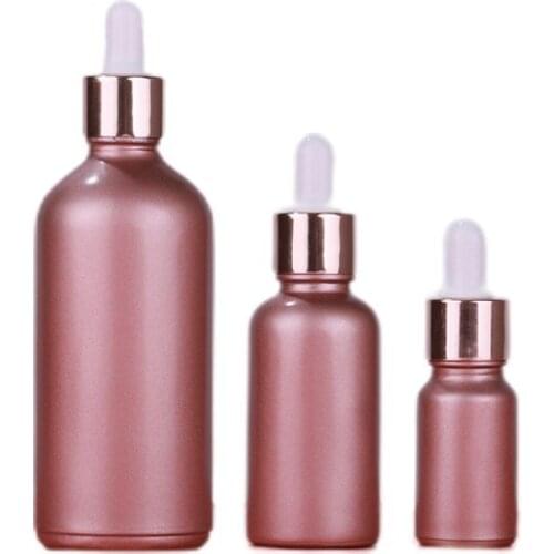 Empty 5ml~100ml Perfume Glass Dropper Bottle Frosted Rose Gold Cosmetic Packaging Container Vials Essential Oil Dropper Bottles
