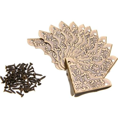 12pcs Wooden Jewelry Box Corner Brackets Mini Furniture Box Frame Feet Corner Protector Retro Old Fashion Furniture Decorative