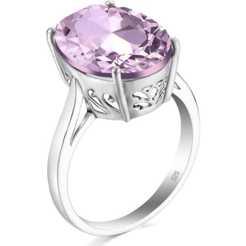 Silver Rings For Women Cute Romantic Oval Pink Crystal Ring Eternal Love Wedding Engagement Accessories Sterling Silver Jewelry
