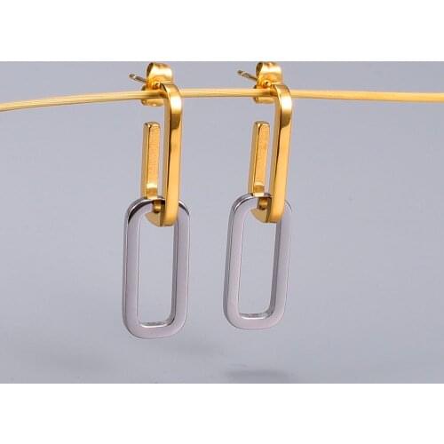 Separable Square Stud Earring for woman femme 18 K Gold Plated 316 Stainless Steel Earring Titanium Steel Jewelry Hypoallergenic