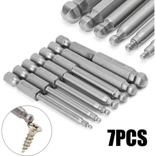 Assembly Hex Screwdriver Bits Parts 7 Pcs Magnetic Ball End Hexagon Head