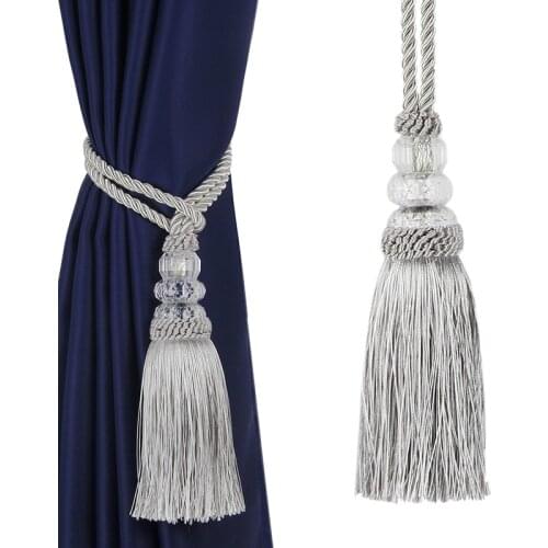 1Piece Faux Crystal Beaded Tassels Fringe Curtain Tieback Rope Window Drapes Decoration Door Hanging Ball Tassel Accessories
