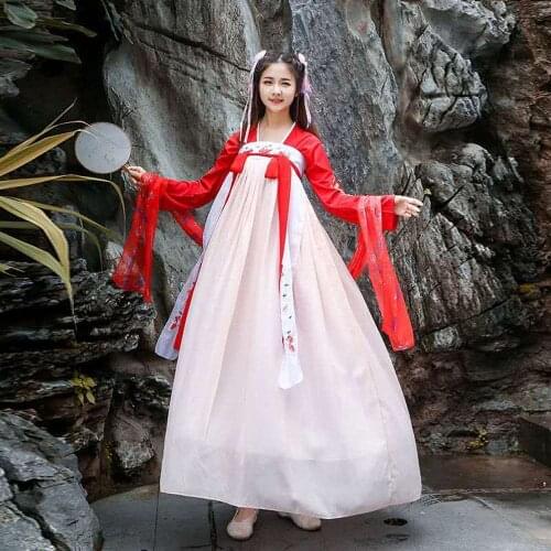Traditional Chinese Clothing Women Hanfu Fairy Dress Ancient Han Tang Dynasty Princess National Stage Folk Dance Festival Outfit