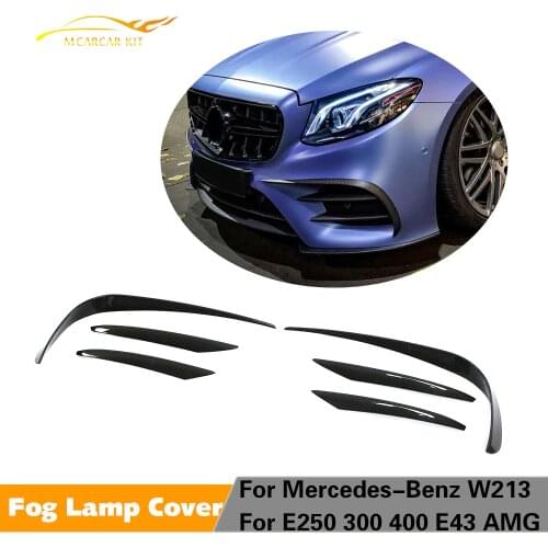 Carbon Front Bumper Fog Lamp Cover Decoration Vent Trims for Mercede-Benz E Class C238 E300 E43 AMG 17-18 6PCS Sport Only