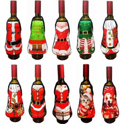 2019 Fashion Party Bottle Table Wrap etc Xmas Party Santa Cute Party Wine Apron Christmas Cover Decoration Dinner Decorations U3