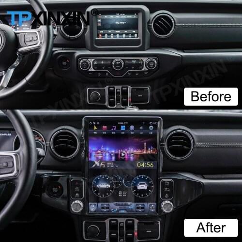 Tesla Screen Android 10 Video Player For Jeep Wrangler 2018 2019 2020 2021 GPS Navigation Radio Receiver Audio Stereo Head Unit