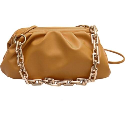 Women Cloud Bag PU Leather Thick Chain Cloud Handbag Shoulder Bags Chain Female Messenger Bags