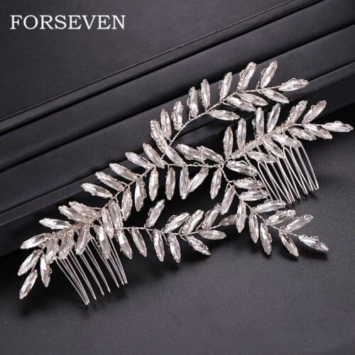 Rhinestone Hair Comb Accessories Women Bride Hair Comb Wedding Hair Jewelry Leaf Rhinestone Headband Ornament Comb