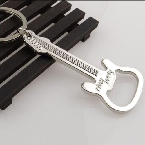 1PC Guitar Bottle Opener Ring Keyring Chain Zinc Alloy Bar Wine Beer Cap Hanging Tool Key Ring Gift