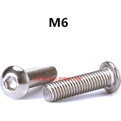 2019 Screws M6 Bolt A2-70 Button Head Socket Screw Sus304 Stainless Steel M6*(8/10/12/14/16/20/25/30/35/40/45/50/55/60~100) Mm