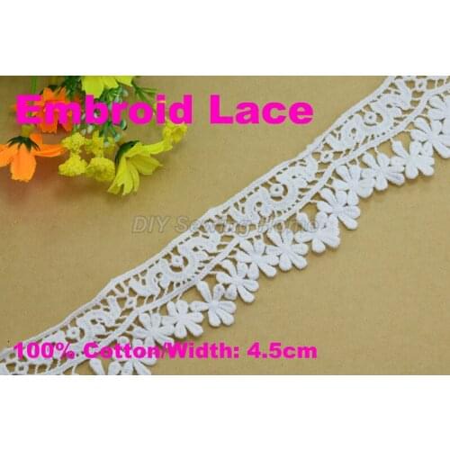 4.5cm width 100% cotton lace sewing ribbon guipure lace trim or fabric warp knitting DIY Garment Accessories free shipping#3271