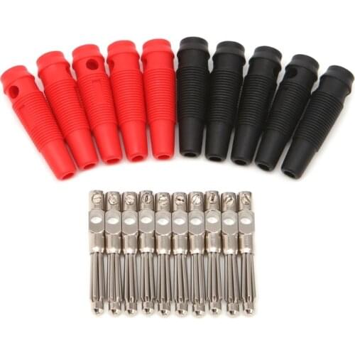 5 Pair/10 Pcs 4mm 32A Solderless Side Stackable Banana Plug Copper L15