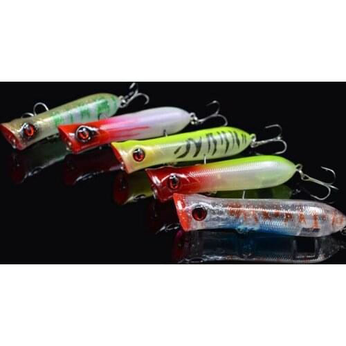 5Pcs Popper Vibrating Fish Lure 8.5cm 11g Topwater Hard Bait Artificial Plastic Lures Bass Fishing Tackle