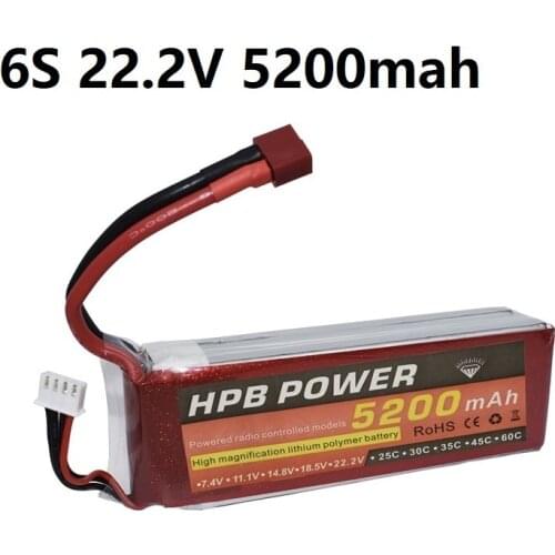 6S 22.2V 5200mAh 45C Rechargeable Battery 6S LiPo Battery 22.2V Li-Polymer Battery For RC Helicopters Car Boat RC Drone Battery