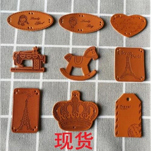 Free shipping Handmade Labels for Clothes PU Leather Tags On Clothes Hat Shoes Bag DIY Apparel Sewing Accessories