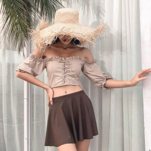 2021 New Korean Sexy High Waist Bikini Swimwear Women Swimsuit Push Up Biquini Bikinis Women Bathing Suit Beach Wear