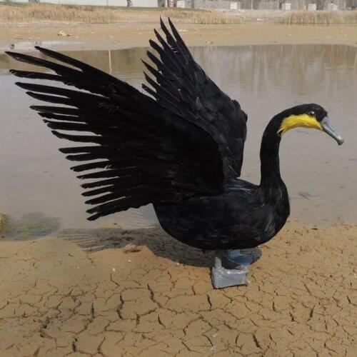 Large 45x65cm simulation black Cormorant spreading wings bird model foam&feathers handicraft home garden decoration gift p0379
