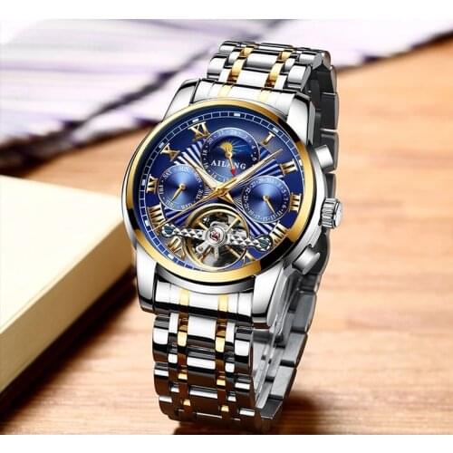 AILANG Swiss Watch Mens Mechanical Automatic Hollow Watches Large Dial Waterproof Luminous New Mens Fashion Watch Luxury 8508
