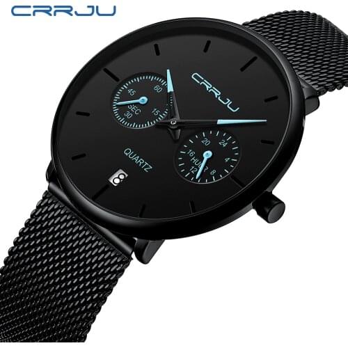 Luxury Brand CRRJU Elegant Men Watch Fashion Simple Waterproof Quartz Wristwatch Perfect Gifts for Men Relogio Masculino