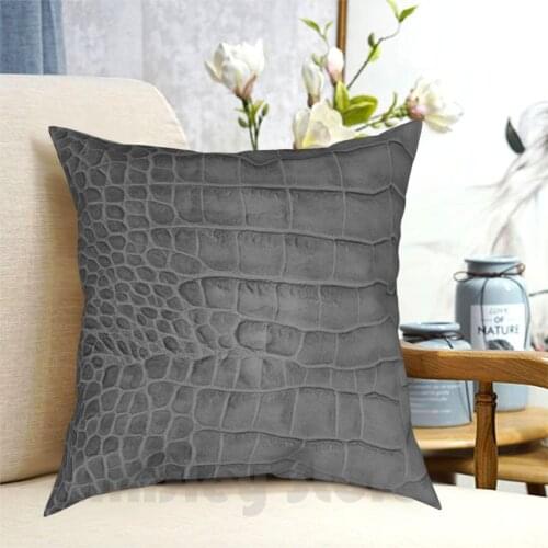 Croco Leather Effect ( Grey ) Pillow Case Printed Home Soft DIY Pillow cover Leather Crocodile Croco Luxury Chic Animal Red
