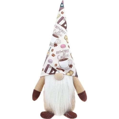 Coffee Gnome Plaid Swedish Tomte Gnome Plush Doll Coffee Bar Decoration Gift Home Decor