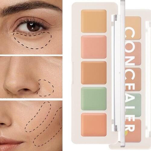 Concealer Cream High Coverage Waterproof Lasting Adjust Skin Tone Face Contour Pores Dark Circel Lip Concealer Palette 5 Colors