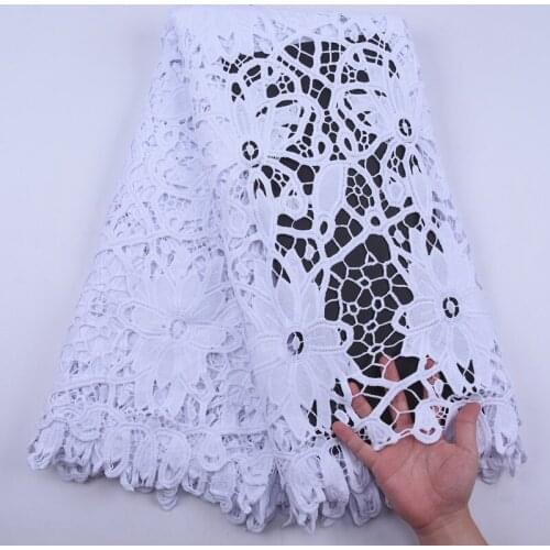 Latest Pure White African Cord Lace Guipure Fabric 2020 High Quality Milk Silk Water Soluble Lace Fabric Dubai Cord Lace Sewing
