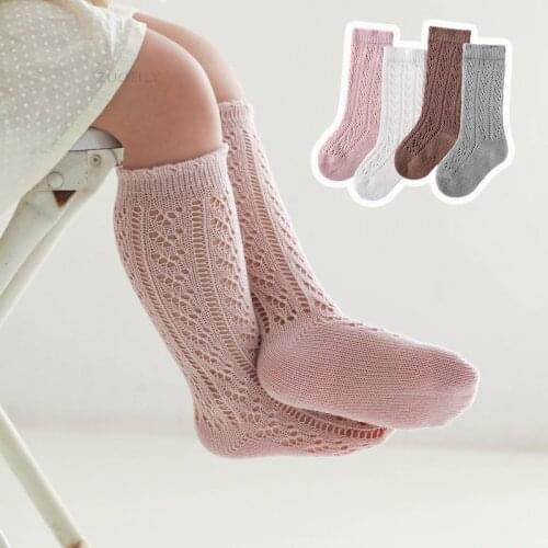 Summer Baby Girls Knee High Socks Girl Cute Princess Comfotant Cotton Long Tube Mesh Sock Newborn Toddler Breathable Socking