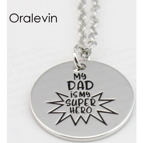 MY DAD IS MY SUPER HERO Pendant Charms Necklace Gift Jewelry 10Pcs/Lot #LN540