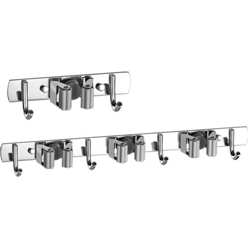 2 Pack Broom Mop Holder Wall Mount,Heavy Duty Hanger Broom Organizer For Garden Garage Laundry Room Bathroom Kitchen