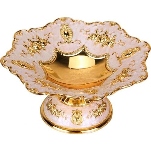 European Style Embossed Fruit Display Tray Zinc Alloy Non-slip Decorative Snack Dish Fruit Plate Table Supplies Home Decoration