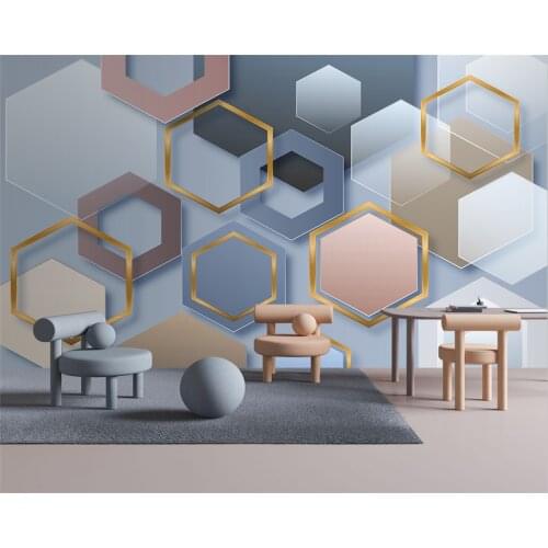 Custom Wallpaper Modern 3D Stereo Abstract Art pink Geometric Photo Wall Painting Living Room Bedroom Background Wall Murals