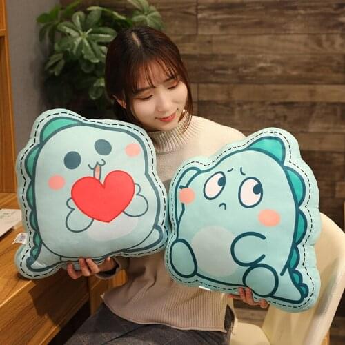 Ins hot new Cartoon cute dinosaur pillow 38x36cm green pink car sofa children room decor cushion printed sweet pillow kids' gift