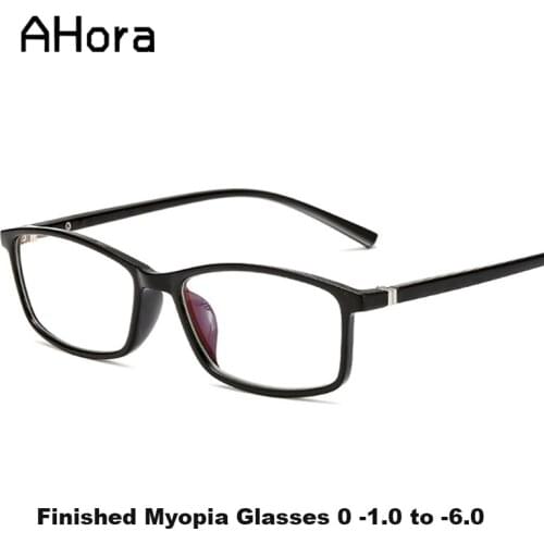 Ahora Simple Square Finished Myopia Glases for Presbyopia Men Women 0 -1.0 1.5 2 2.5 3 3.5 Anti Blue Ray Optical Spectale Frames