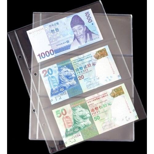 30Pcs/Set PVC Transparent Removable Sheets For Paper Money Collection Album Banknotes Album Home Decorative Crafts 19.4X25.2cm