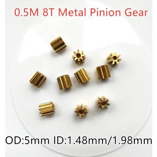 RC Model Metal Motor Pinion Gear 0.5M 1.48mm 1.98mm (hole diameter) 8T 8 Teeth Small Motor Gears Diameter 5mm For 2/1.5mm shaft