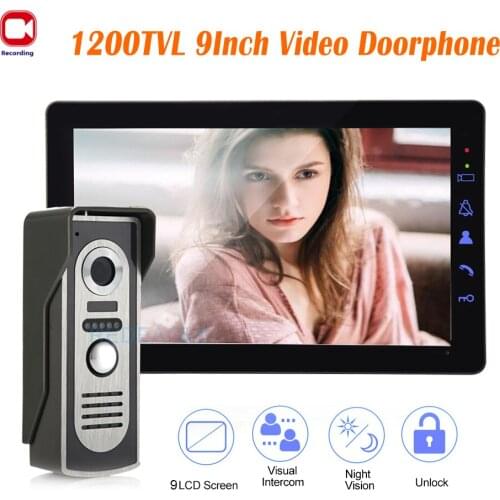 REDEAGLE 9 Inch Intercom System Record Video Door Phone Night Vision Doorbell Camera Recording Take a picture Unlock
