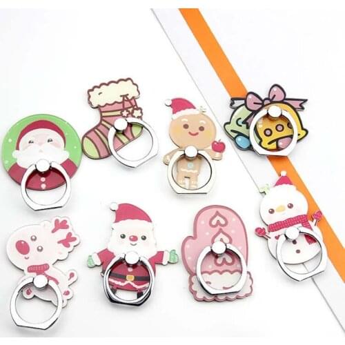 Christmas Present Plastic Pattern Mobile Phone Finger Ring Holder Universal For Iphone Samsung Apply To Men And Women