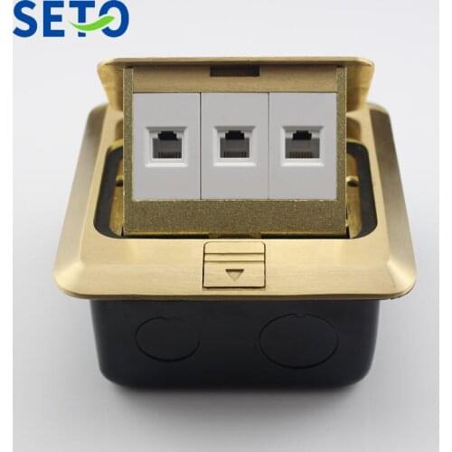 SeTo Pop-up Type Floor Socket One Network Lan RJ45 Cat5e+ Dual RJ11 Cat3 Tel Wall Plate Keystone Floor Receptacle