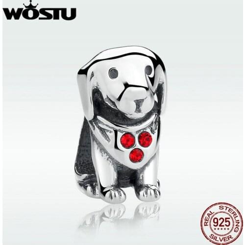 New Design 925 Sterling Soild Silver Cute Dog Charm Beads Fit Original WST Bracelet Authentic DIY Jewelry Gift