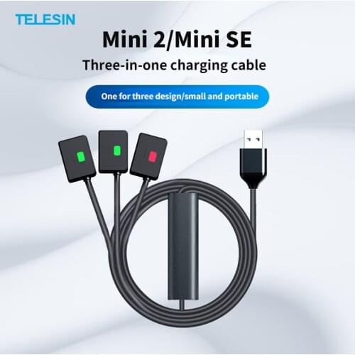 TELESIN 3-in-1 Fast Charging Data Cable for DJI Mavic Mini 2/Mini SE Drone One for Three Data Lines Accessories